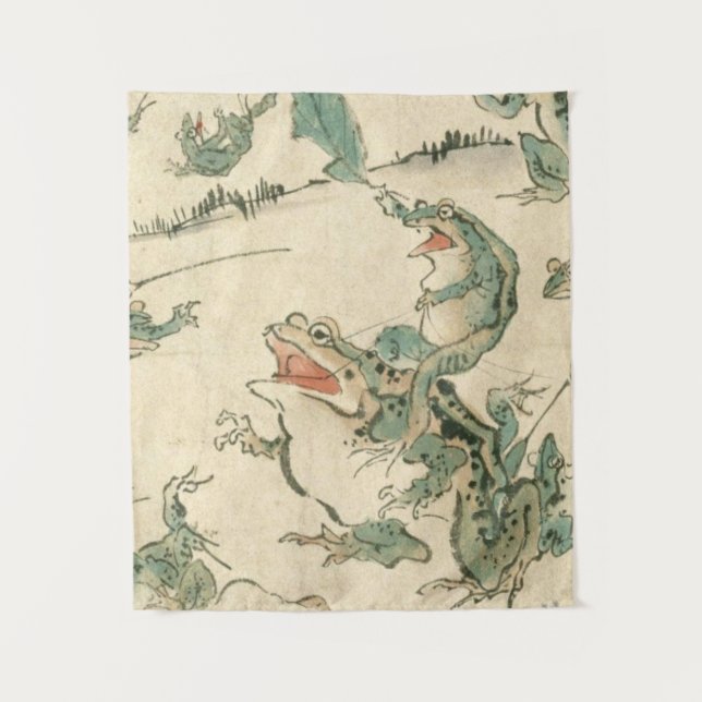 Battle Of The Frogs - Kawanabe Kyosai Tapestry (Front)