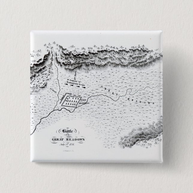 Battle of the Great Meadows, July 3rd 1754 15 Cm Square Badge (Front)