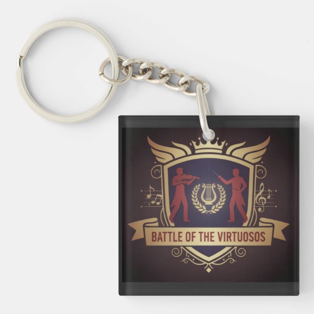 Battle Of The Virtuosos Black and White Key Ring (Front)
