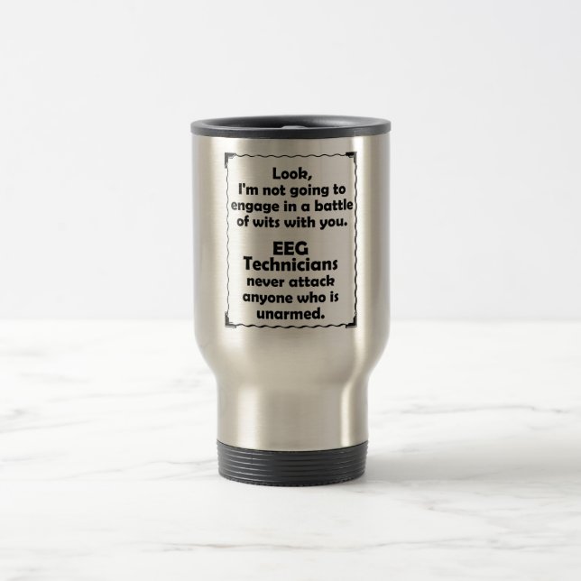 Battle of Wits EEG Technician Travel Mug (Center)