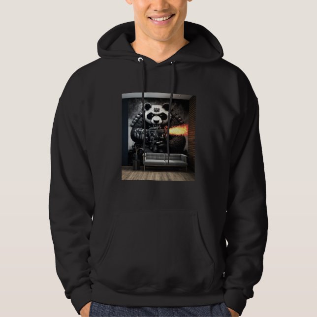 Battle Panda Firing Machine Gun Wall Mural Room wi Hoodie (Front)