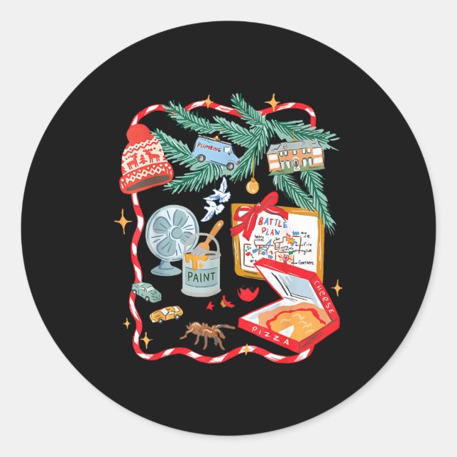 Battle Plan Funny Christmas Home Kids Hand Dawn Al Classic Round Sticker (Front)