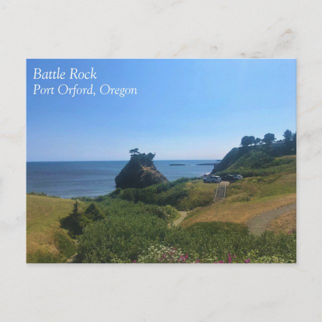 Battle Rock, Port Orford, OR Postcard (Front)