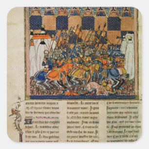Battle scene, from the biography of Godefroi Square Sticker