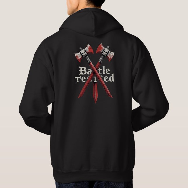 Battle Tested - Viking Axes & Swords Warrior Desig Hoodie (Back)