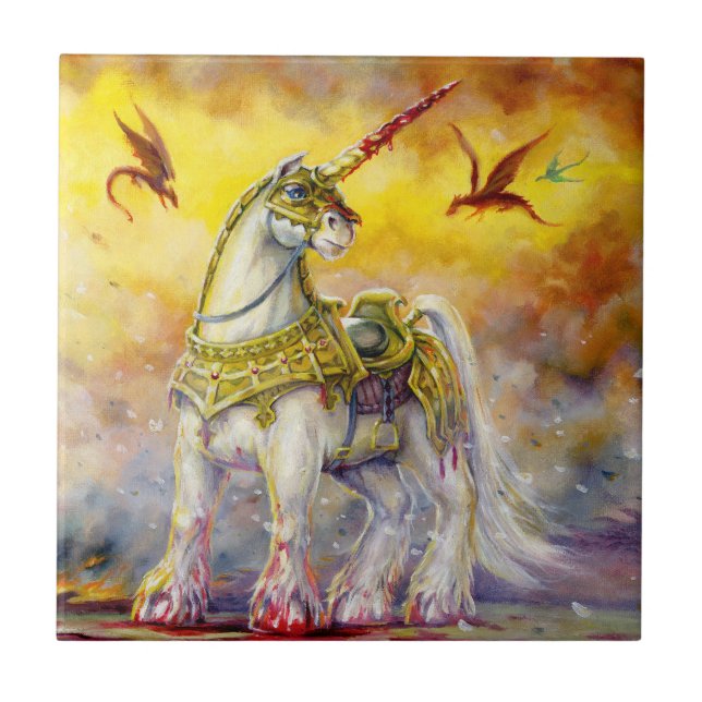 Battle Unicorn Ceramic Tile (Front)