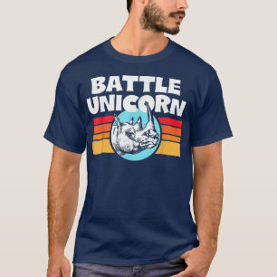 Battle Unicorn! Funny Retro 80s Rainbow Rhino Rhin T-Shirt