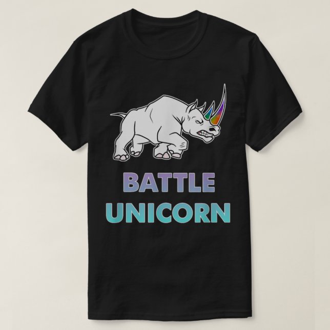 Battle Unicorn Rainbow Rhino 371 T-Shirt (Design Front)