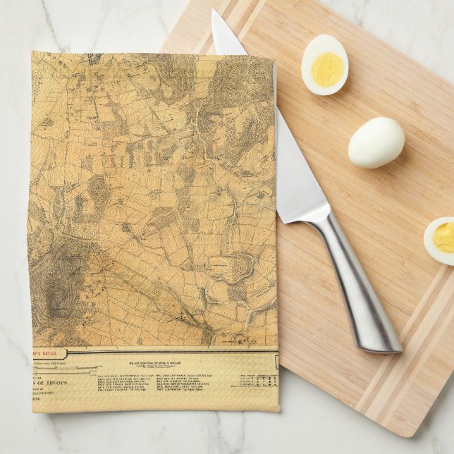 Battlefield of Gettysburg Map by John Bachelder Tea Towel (Quarter Fold)