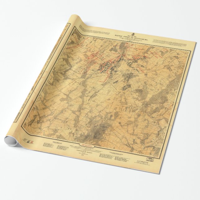 Battlefield of Gettysburg Map by John Bachelder Wrapping Paper (Unrolled)
