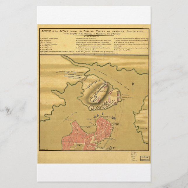 Battleground of Battle of Bunker Hill Map 1775 (Front)