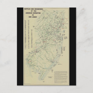 Battles of the Revolutionary War in New Jersey Map Postcard