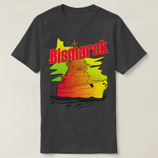 Battleship Bismarck Synthwave style T-Shirt (Design Front)