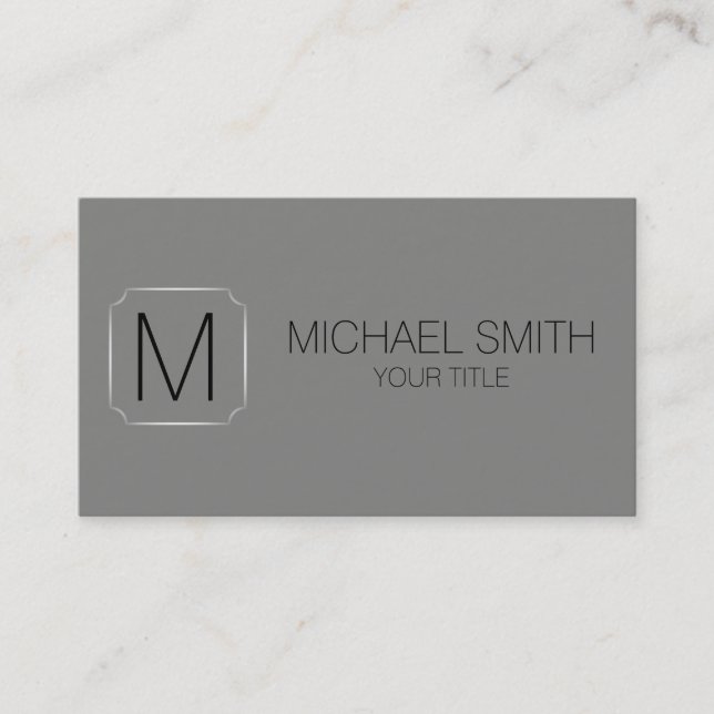 Battleship grey colour background business card (Front)