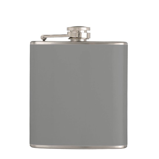Battleship Grey Cute Monochromatic Hip Flask (Front)