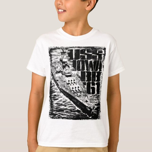 Battleship Iowa Kids' Hanes TAGLESSﾂｮ T-Shirt (Front)