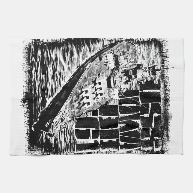 Battleship Iowa Kitchen Towels (Horizontal)