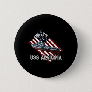 Battleship Uss Alabama Bb-60 &amp; Combat Warship  6 Cm Round Badge