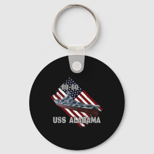 Battleship Uss Alabama Bb-60 & Combat Warship Key Ring