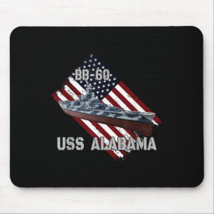 Battleship Uss Alabama Bb-60 & Combat Warship Mouse Pad