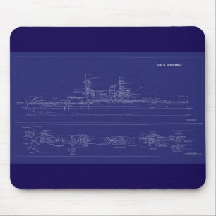 Battleship USS Arizona Blueprint Mouse Pad