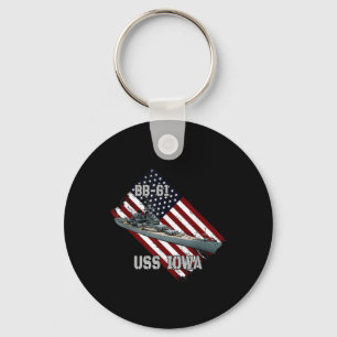 Battleship Uss Iowa & Combat Warship Bb-61 Vet Key Ring