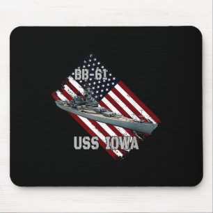 Battleship Uss Iowa & Combat Warship Bb-61 Vet Mouse Pad