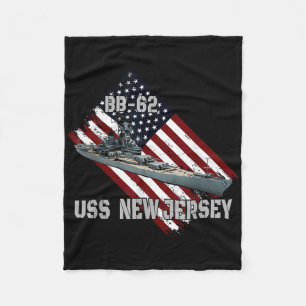 Battleship Uss New Jersey Bb-62 & Combat Warsh Fleece Blanket