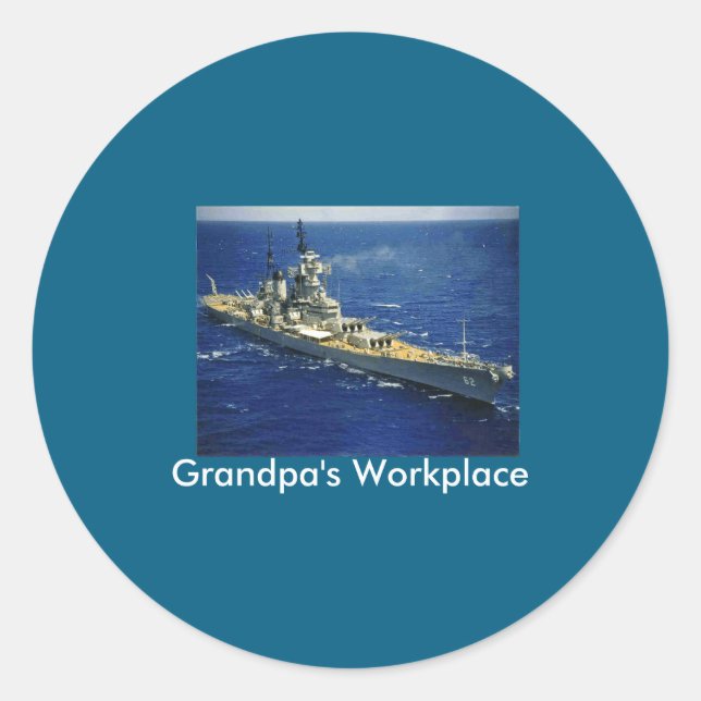 Battleship Uss New Jersey  Classic Round Sticker (Front)