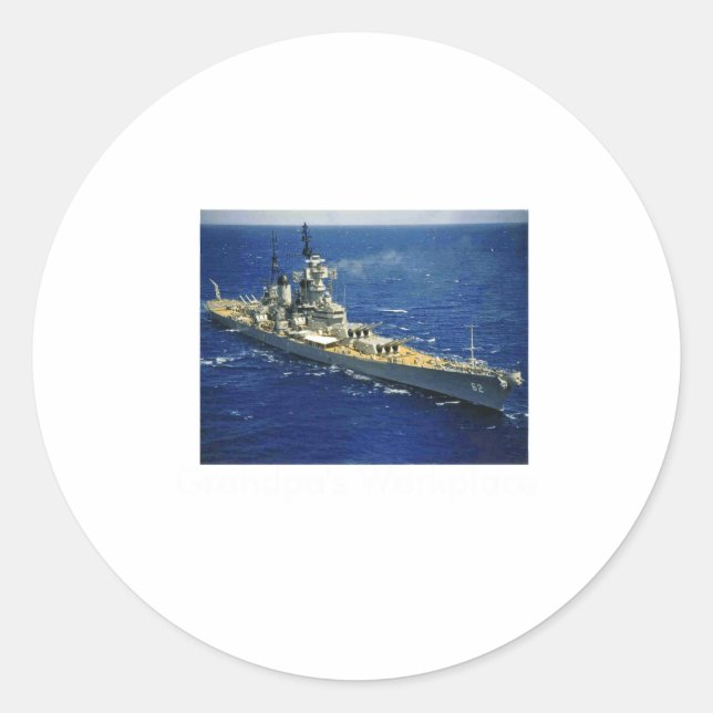 Battleship Uss New Jersey  Classic Round Sticker (Front)