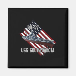 Battleship Uss South Dakota Bb-57 & Combat War Magnet