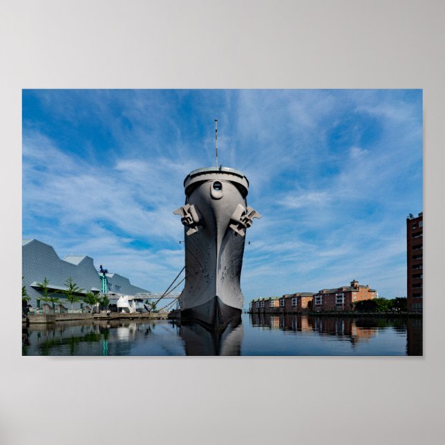 Battleship USS Wisconsin BB-64 Dead Ahead Poster (Front)