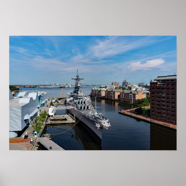 Battleship USS Wisconsin BB-64 Harbour View, 19x13 Poster (Front)