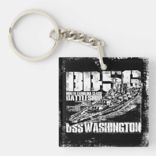 Battleship Washington Double-Sided Square Acrylic Key Ring