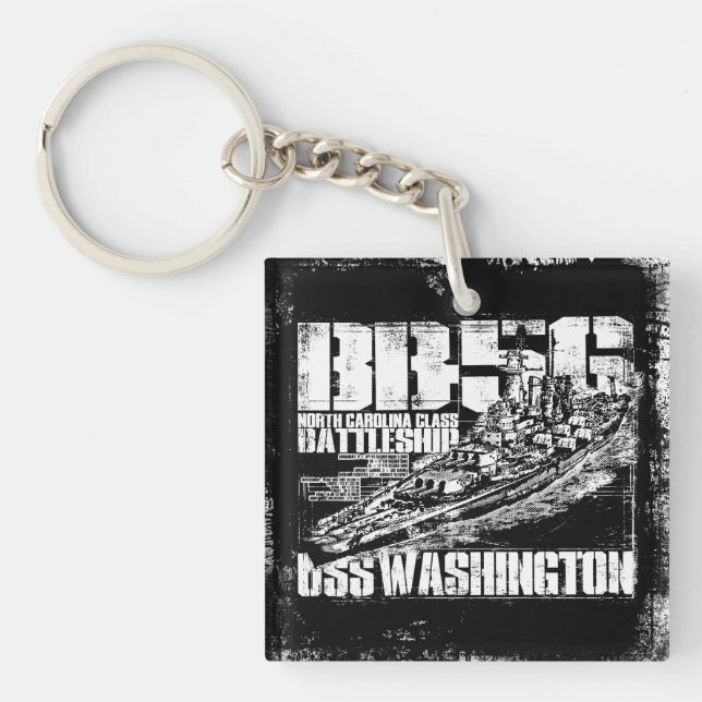 Battleship Washington Double-Sided Square Acrylic Key Ring (Front)