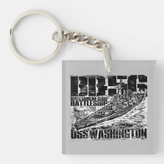 Battleship Washington Double-Sided Square Acrylic Key Ring (Front)
