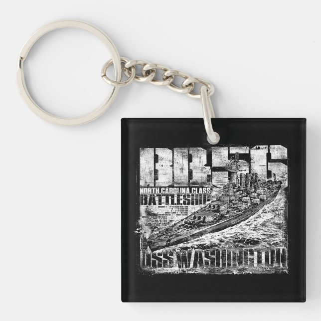 Battleship Washington Double-Sided Square Acrylic Key Ring (Front)