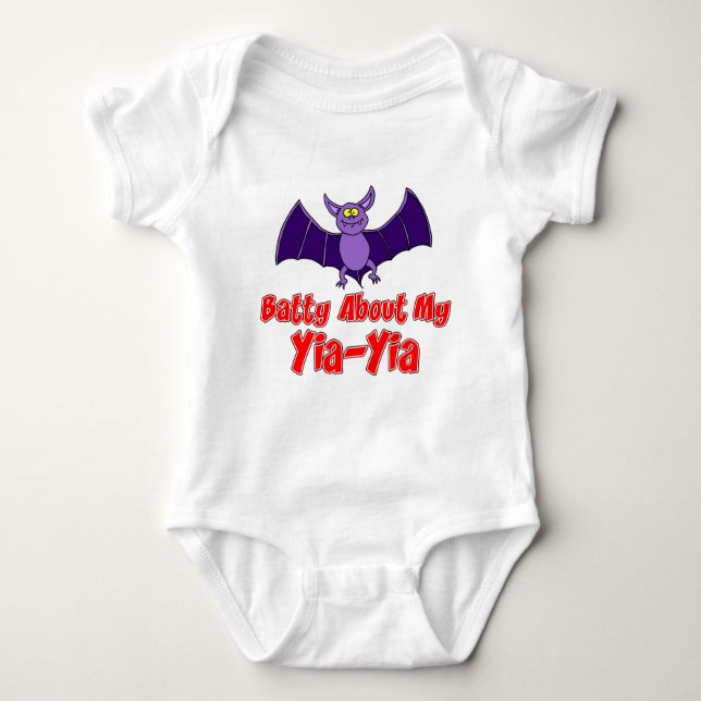 Batty About My Yia-Yia Baby Bodysuit (Front)