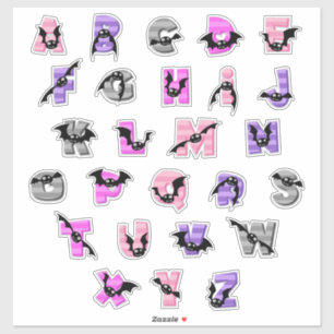 Batty Alphabet Stickers Cute Bat Letter & Number