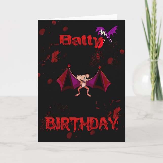 Batty Birthday Blood Bats Goth Emo Alternative Card (Front)