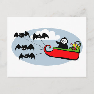 Batty Christmas Sleigh Holiday Postcard
