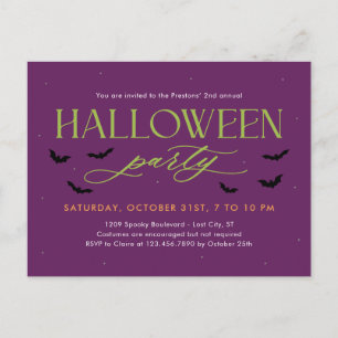 Batty Editable Colour Halloween Invitation Postcar