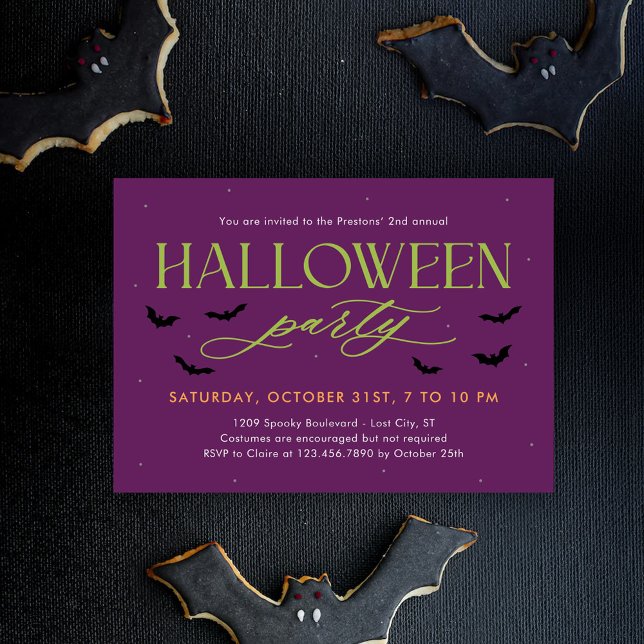 Batty Editable Colour Halloween Party Invitation (Creator Uploaded)