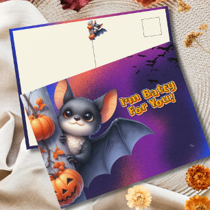 Batty for You Halloween Greetings Holiday Postcard