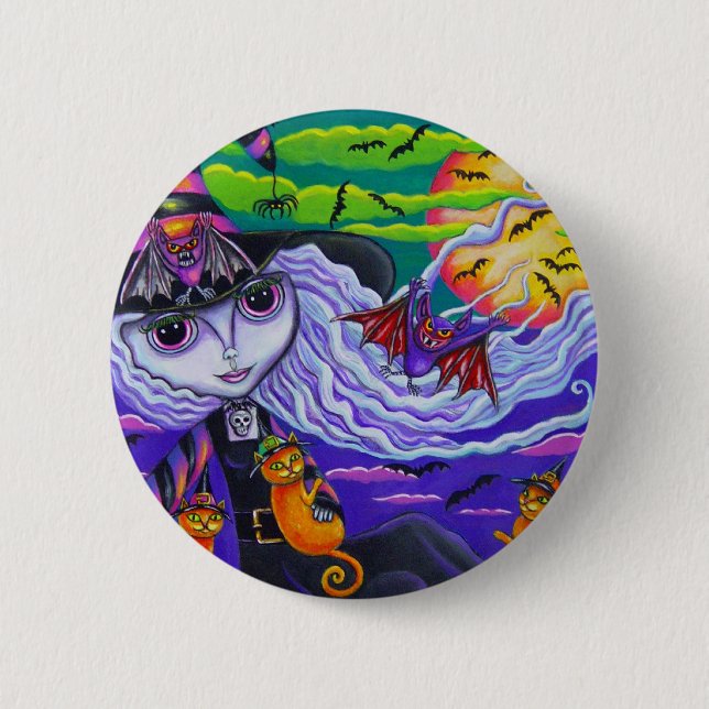 Batty Halloween Button (Front)
