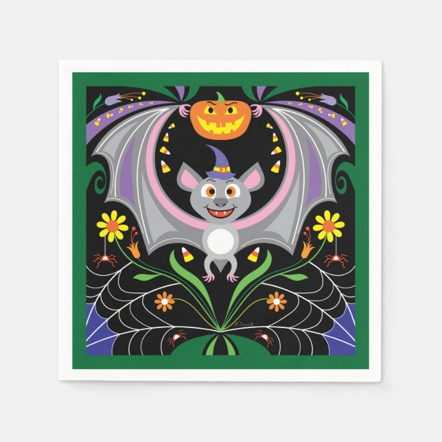 Batty Midnight Pumpkin Patch Napkin (Front)