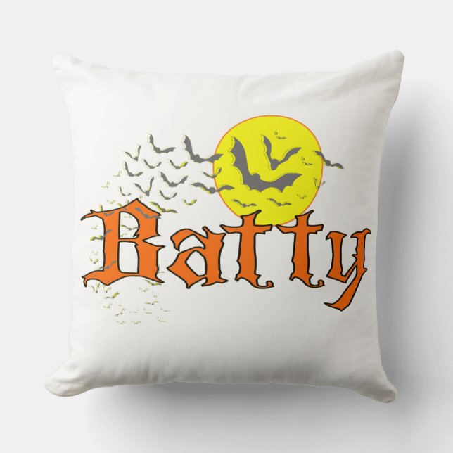 Batty Throw Pillow (Front)