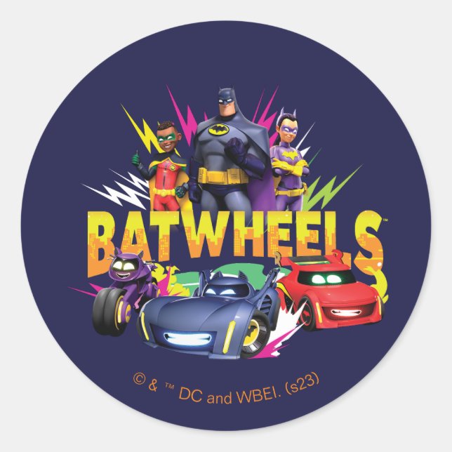 Batwheels™ Superhero Team Classic Round Sticker (Front)
