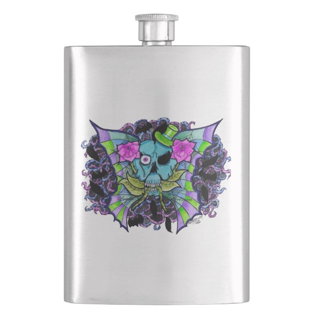 Batwing Skull Premium Flask (Front)