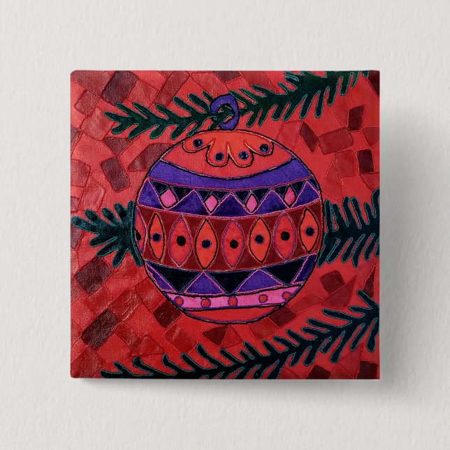 Bauble 15 Cm Square Badge (Front)